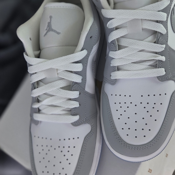 Air Jordan 1 LowWomen's Gray and White Sneakers - Picture 2 of 7
